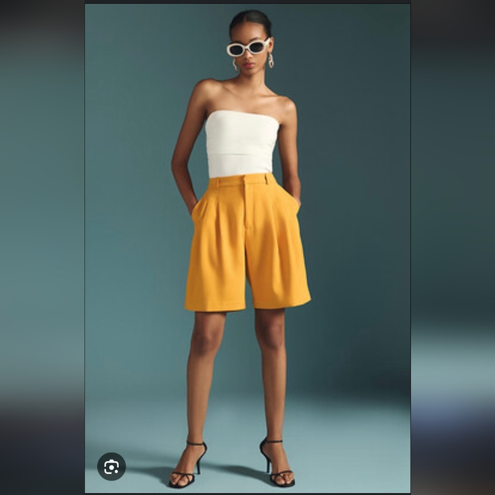 Anthropologie Maeve Yellow Bermuda Shorts with Tailored Fit